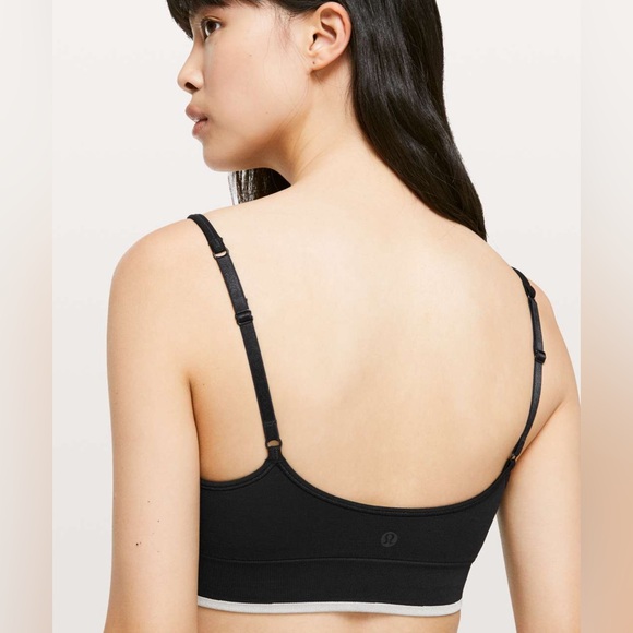Lululemon Iconic Sweat Bra in Black / Ocean Mist Sz 4 - Picture 4 of 11